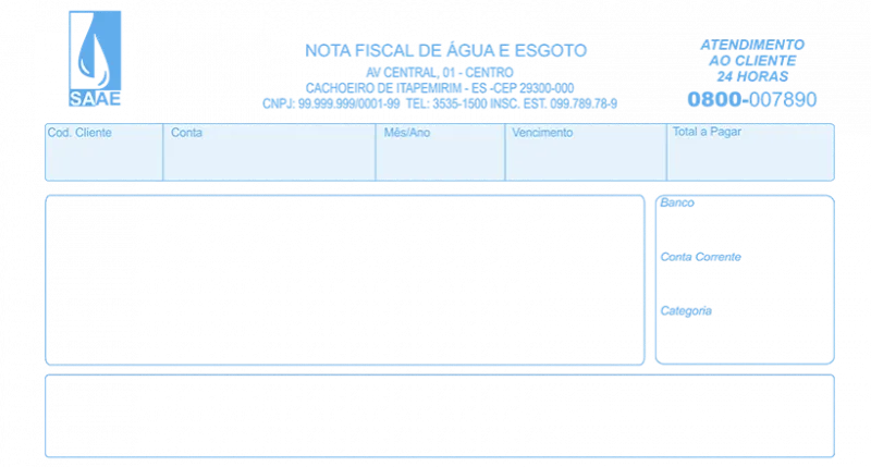 Imagem ilustrativa de Impressão de conta de agua